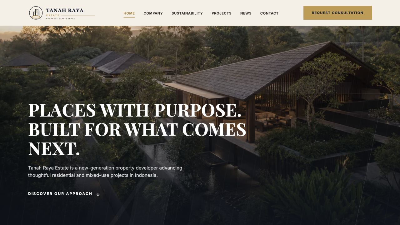 Cuplikan asli website Tanah Raya Estate